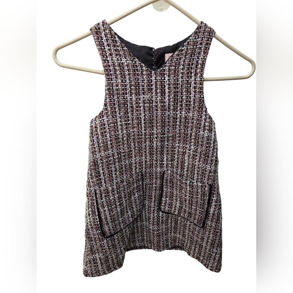 Biscotti Collezioni Size 7 Black Gold Metallic Tweed Dress